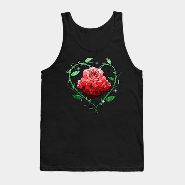 Red Crystal Flower Tank Top by Saira Crystaline